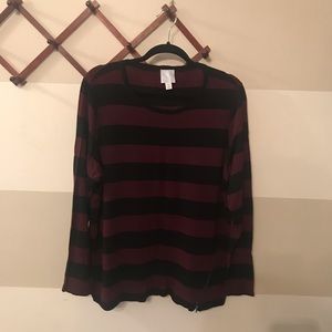 Dress Barn Striped top with side zipper